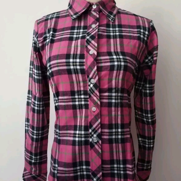 Tops - 2/$5 Pink plaid button down shirt